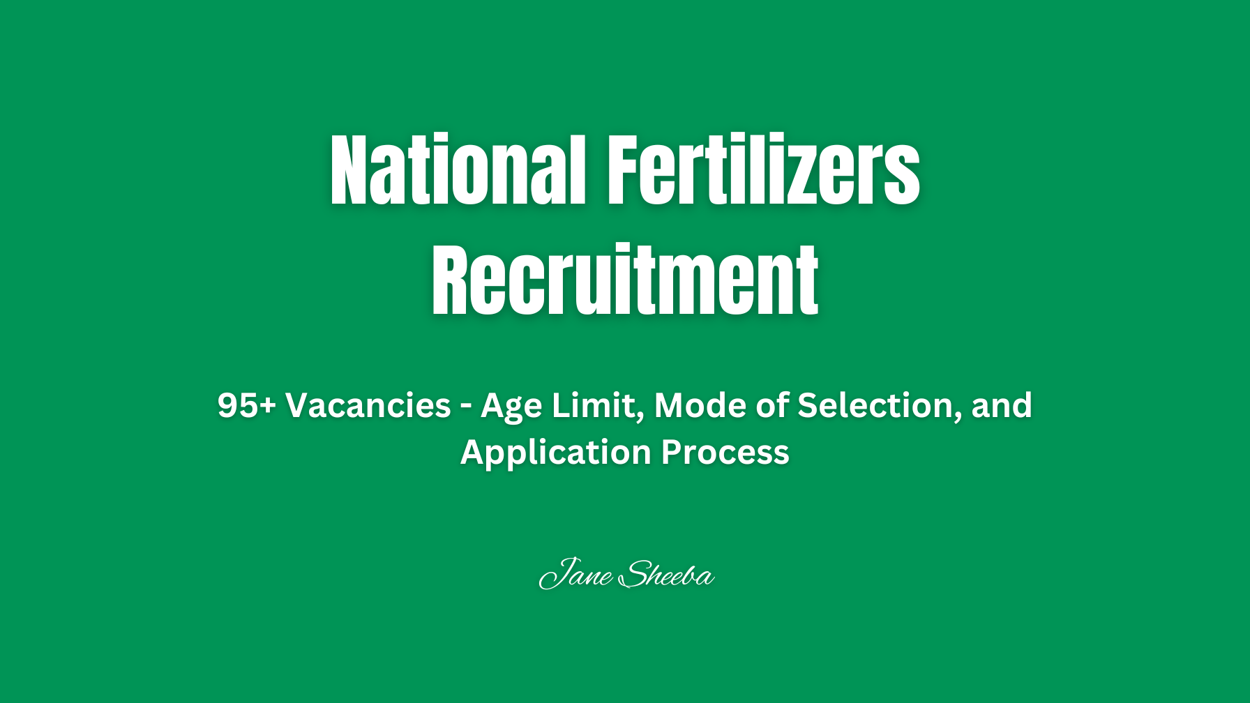 National Fertilizers Limited Recruitment